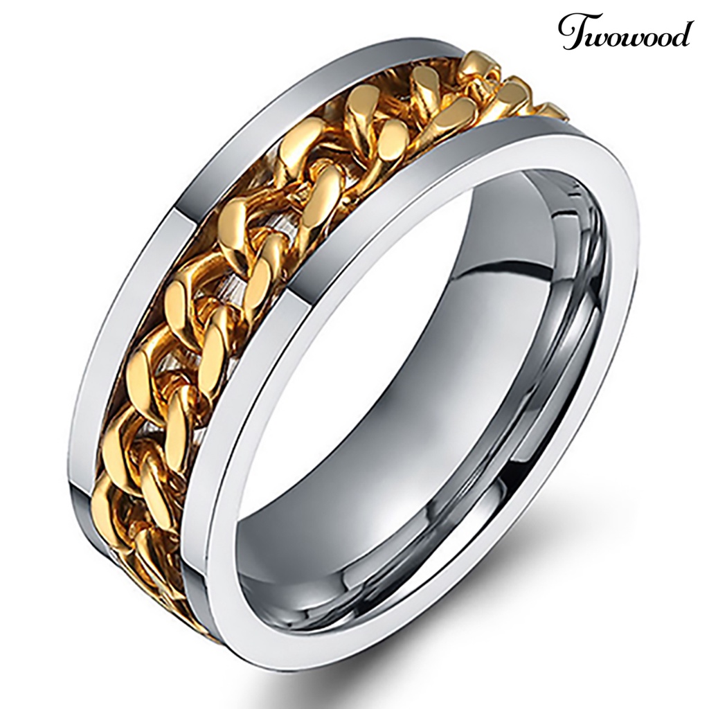 Cincin Rantai Bahan Stainless Steel Gaya Punk Untuk Pria Dan Wanita