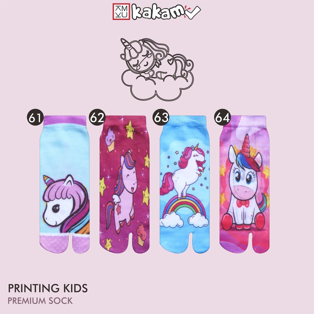 Kaos Kaki Jempol Anak Printing Karakter Unicorn 4