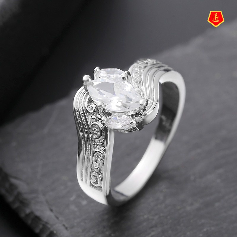 [Ready Stock]Creative 925 Silver Inlaid Horse Eye Diamond Ring