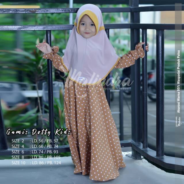 Gamis Anak Tanggung Monalisa Motif Polka Dotty Kids Original by Nalindra Kids