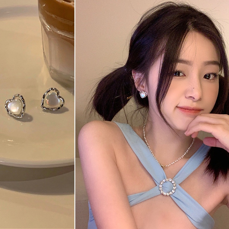 Versi Korea Dari Perak Jarum Zirkon Putih Cahaya Anting Mewah Anting Desain High-end COCOJEWELRY