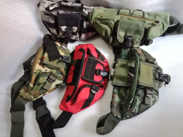 T08 tas pingang weistbag army tactical free facfh/mblem