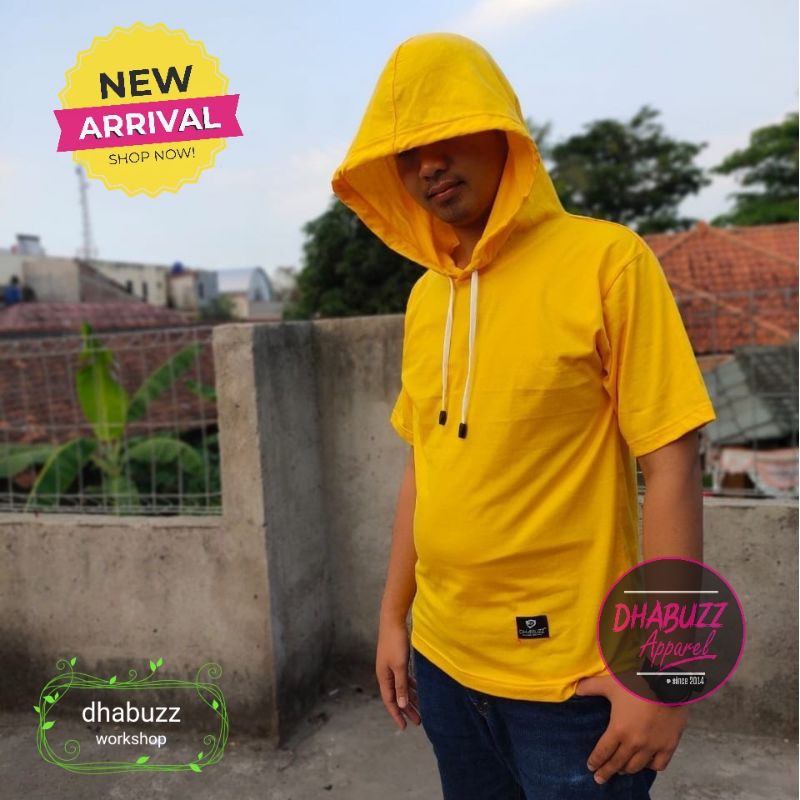 DHABUZZ003 KAOS HOODIE POLOS DISTRO PRIA WANITA LENGAN PENDEK BAHAN KATUN ORIGINAL TERBARU