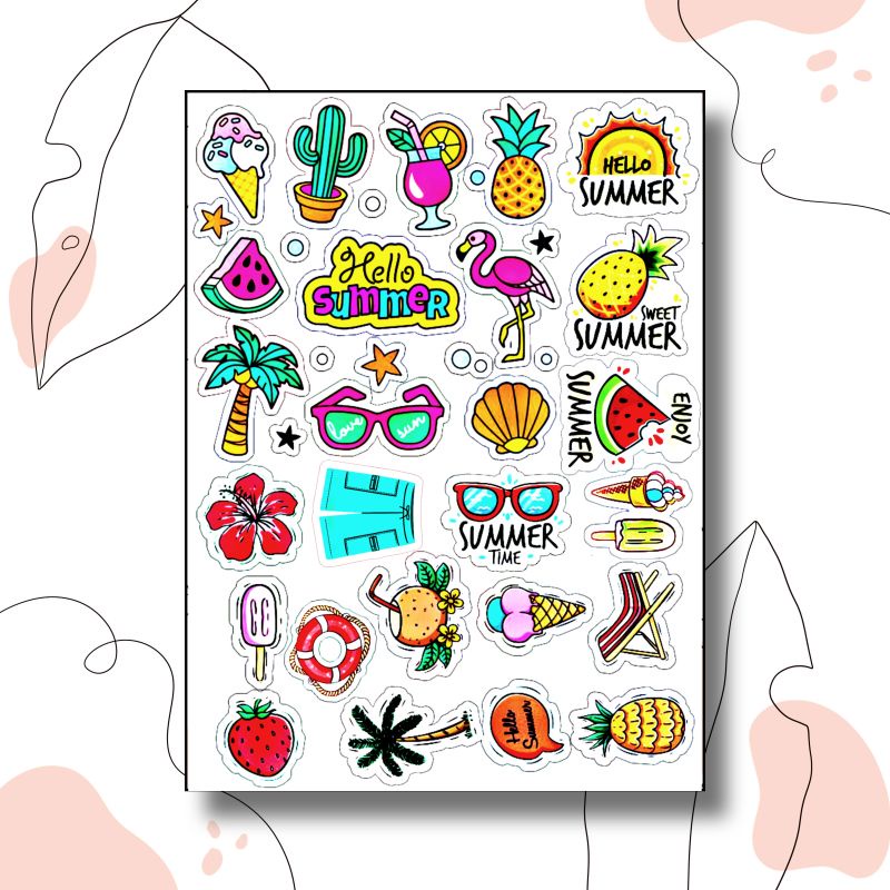 

Sticker Tumbler, Laptop, Case HP, Notebook Unik & Lucu Hello Summer