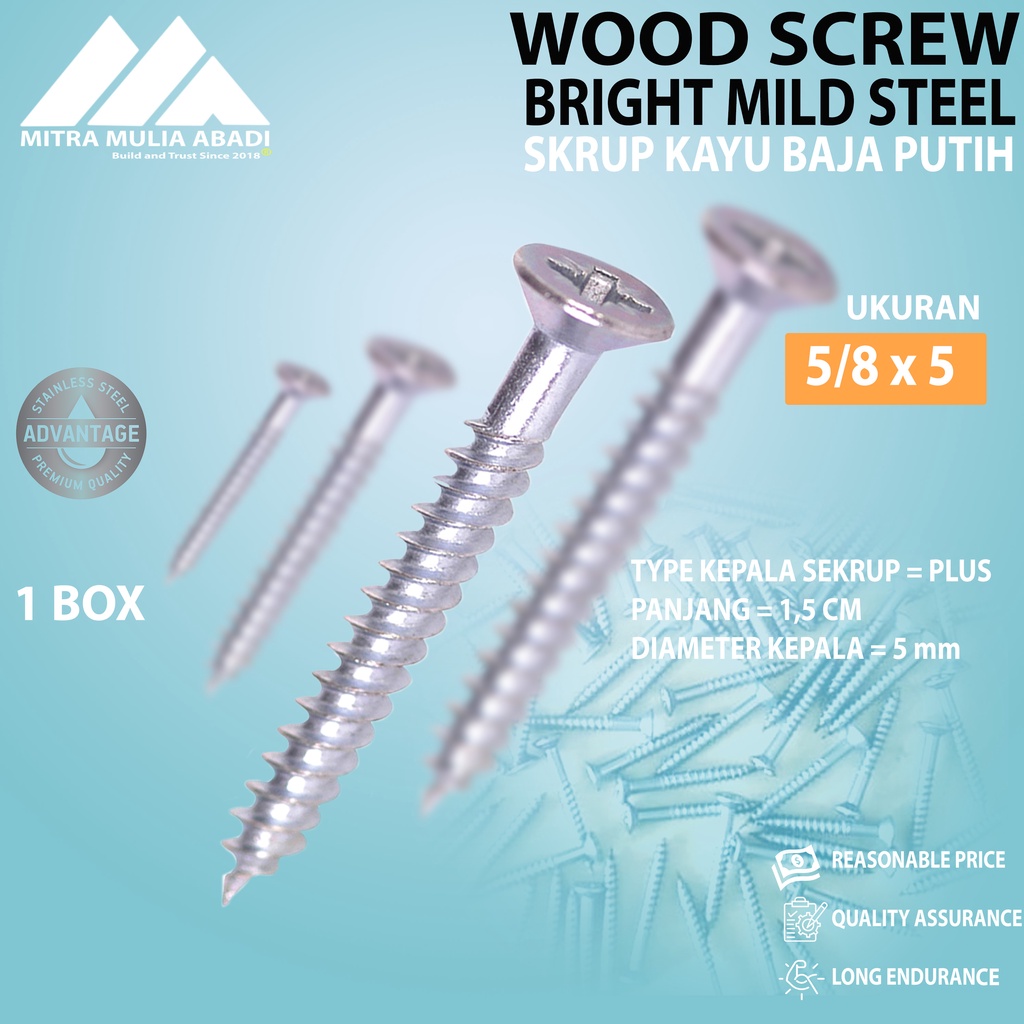 Sekrup Kayu CHW 5/8 inch x 5 / Skrup Wood Screw (A164)