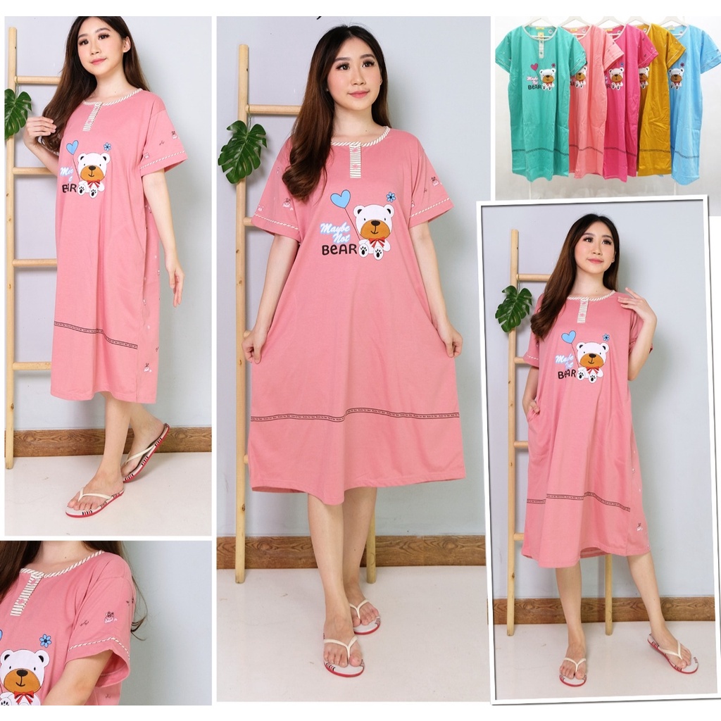 DS002 Daster Tessa Jumbo Grosir Baju Tidur Wanita Dewasa Jumbo Piyama Wanita Dewasa bahan Kaos Babyd