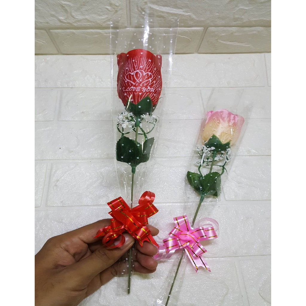 Bunga Kuncup Love Plastik Bintik Cantik Murah Eksclusive Romantis