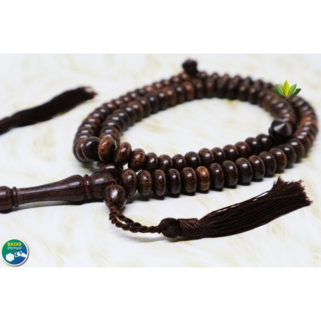 Tasbih Kayu Galih Asem Natural Asli Alam Motif Gepeng