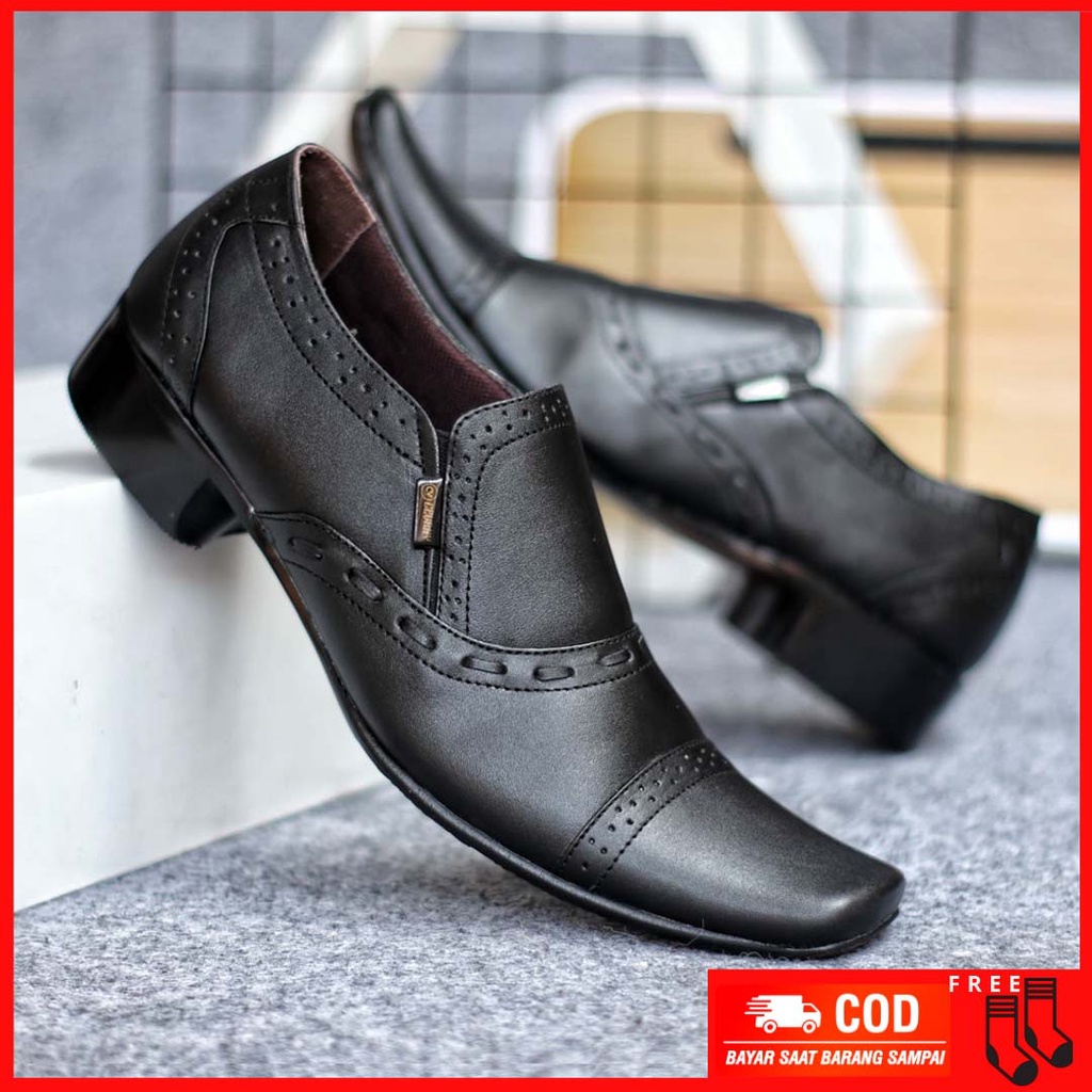 MOLK|Sepatu Formal Pantofel Pria Hitam Kulit Asli Kerja Kantoran Original
