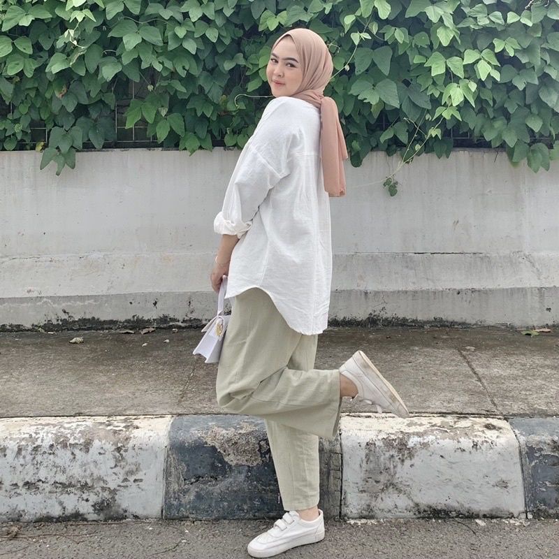 OLIVIA SHIRT KEMEJA OVERSIZE LINEN PREMIUM