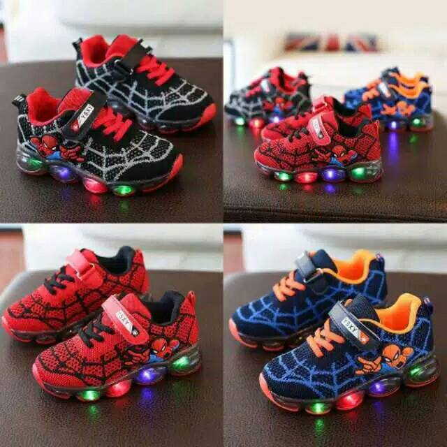 Sepatu anak led spiderman