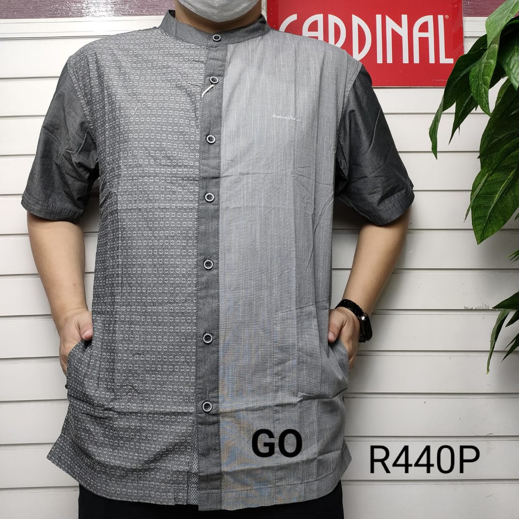 BB CARDINAL KEMEJA KOKO Taqwa Pakaian Pria  Baju Muslim Kekinian Original Lengan Pendek Salur