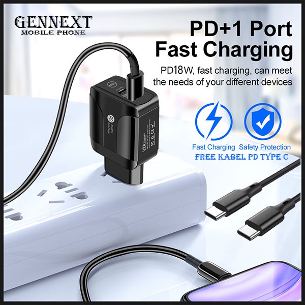 FA GENNEXT ORIQINAL PD 18W QC 3.0 Fast Charging USB type C 2 Port USB TRAVEL Adaptor Quick Charger Adaptor mobile Wall Charger CASAN