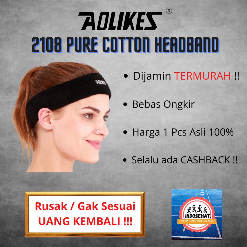 AOLIKES 2108 Cotton Headband Sport Yoga / Gym - Headband Bandana Handuk Ikat Kepala Olahraga