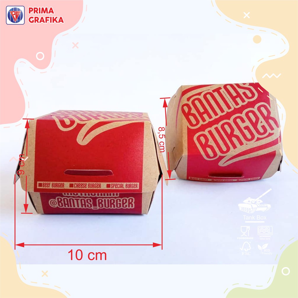 Prima Grafika Box Burger Kraft Custom Cetak 1 Warna - Paper Box