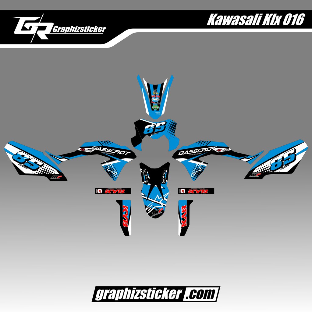 DECAL STICKER MOTOR KAWASAKI KLX BF STRIPING BIRU MUDA