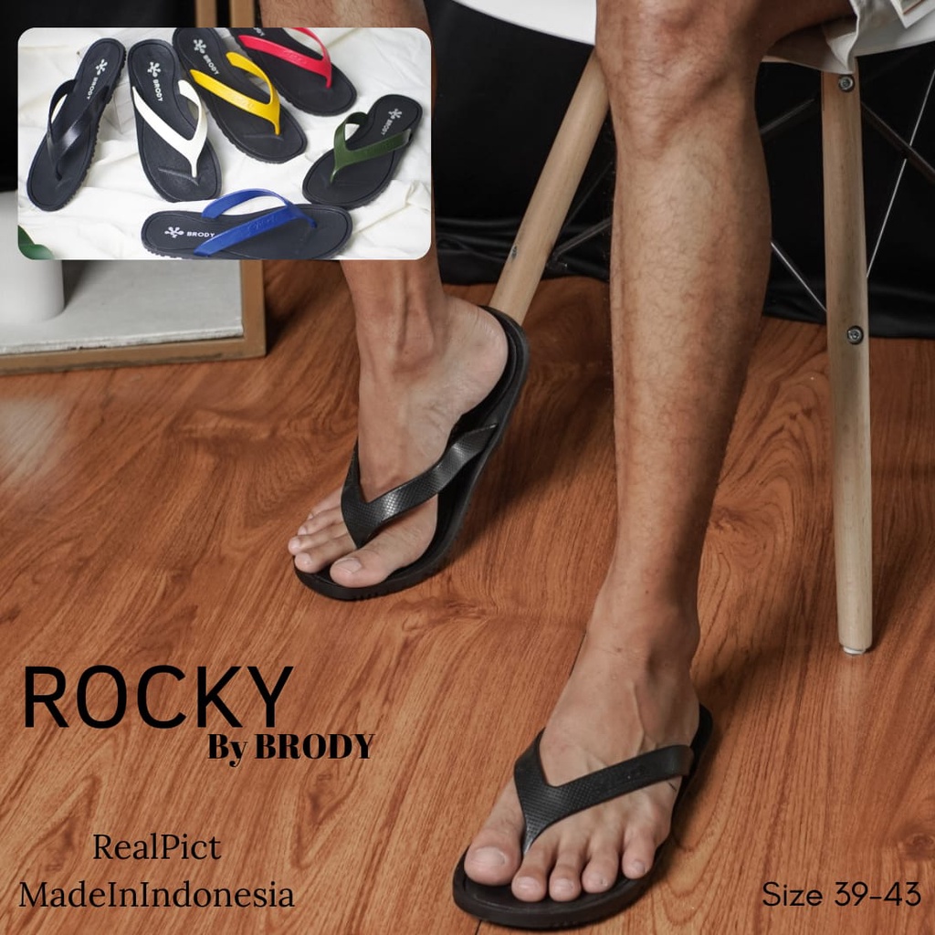 Brody ROCKY Sandal Jepit Pria Keren Sendal Jepit Cowok Casual Sandal Santai Kekinian