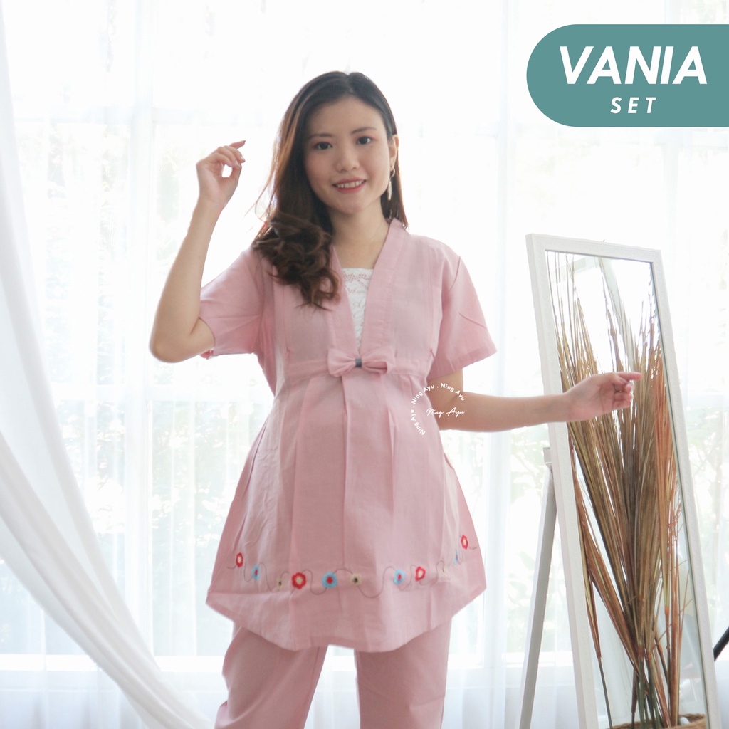 Baju Ibu Hamil Setelan Hamil Menyusui Santai Katun Kekinian Modis Modern Casual VANIA SET - STD 117