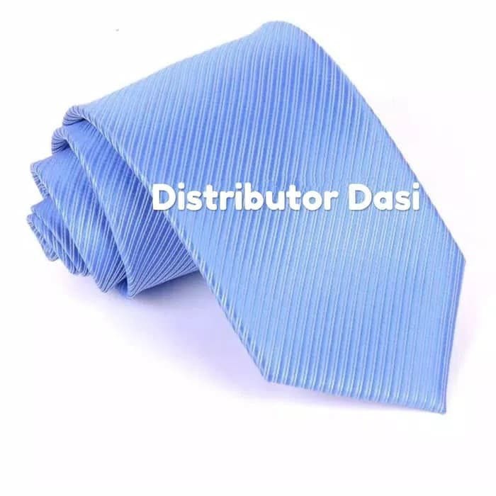 Dasi Pria Biru Muda Garis Salur 3 inch 8 cm polyester premium ready stock