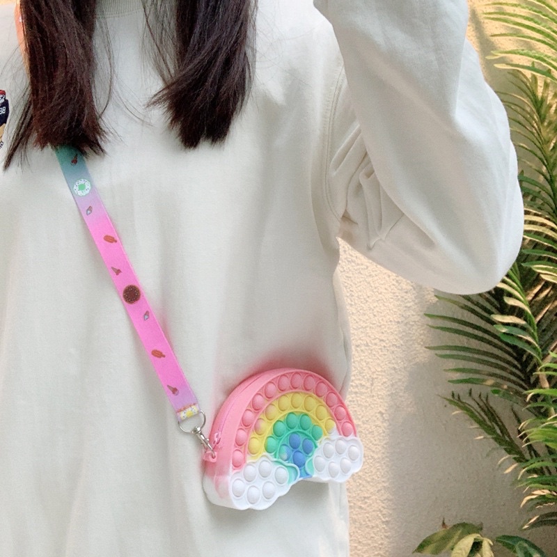 Tas Pelangi Anak Anak Pop it Sling Mini Bag [INCLUDE TALI SLING] [RAINBOW]