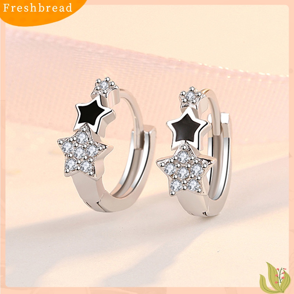 [TERLARIS]Women Cubic Zirconia Inlaid Star Huggie Earrings Fashion Piercing Jewelry Gift