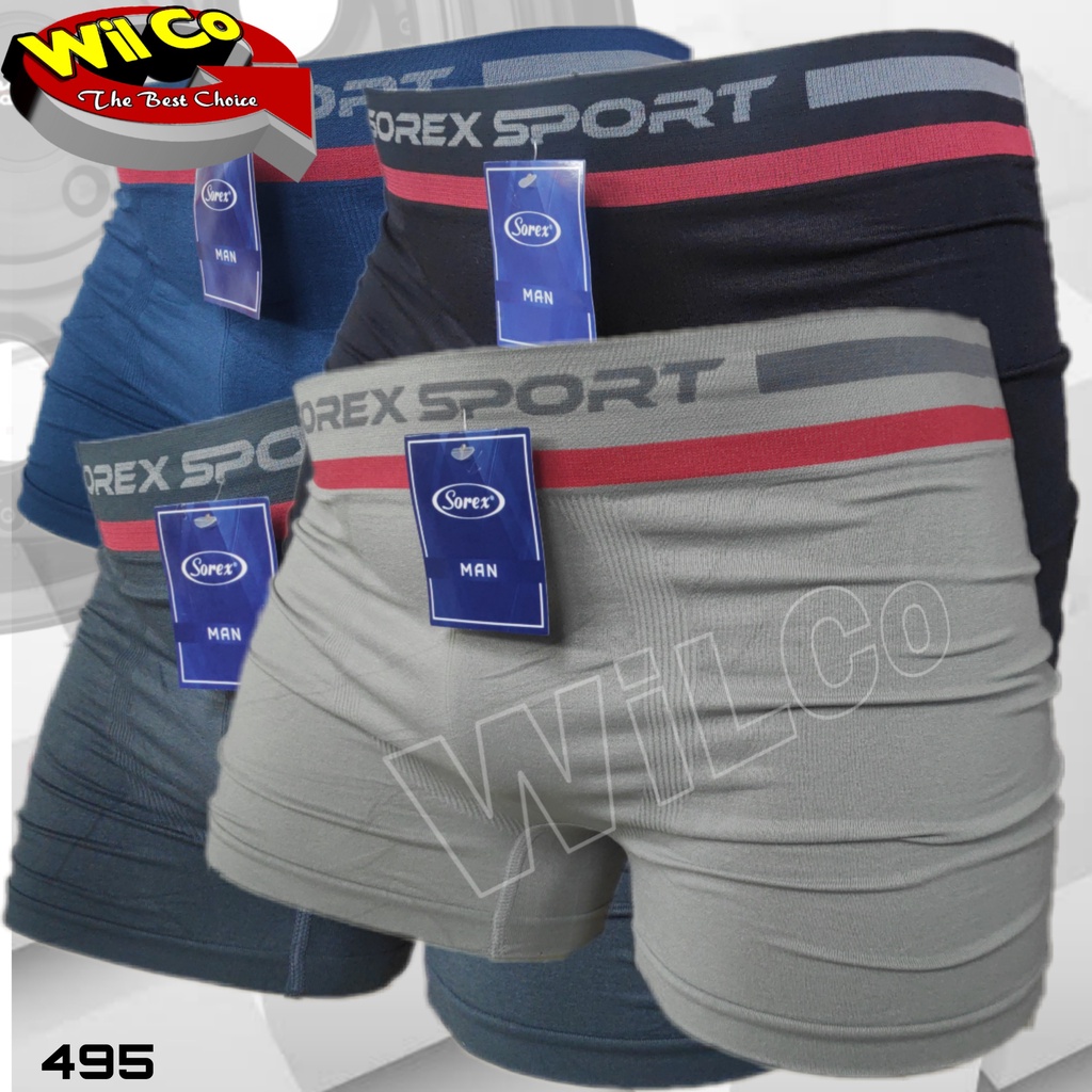 K495T - (HARGA PER 3 Pcs) CELANA DALAM BOXER PRIA PREMIUM SOREX SIZE (M-L) - (XL-XXL)