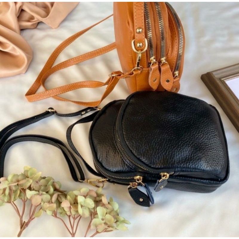 Pouch Wanita - Tas Kulit Sapi Asli - Tas Selempang Hp Mini - Papirut Garut