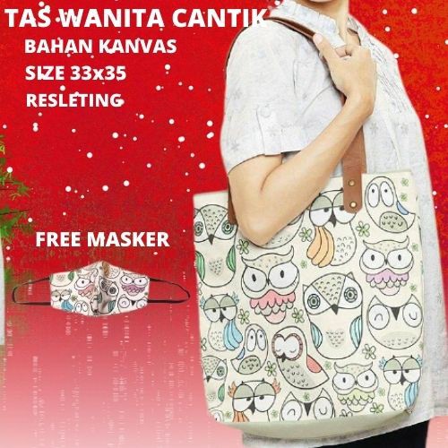 Tas Wanita Kekinian Cantik Mewah Canvas Resleting Tootbag Tas Bag Wanita Tas Kuliah Kerja Cewek Unik