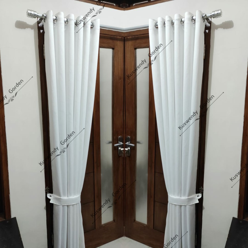 Gorden Blackout Putih 100 x 250 ~ 300 cm Tinggi 2.5 ~ 3 meter Polos Hordeng Jendela Pintu Tirai Minimalis