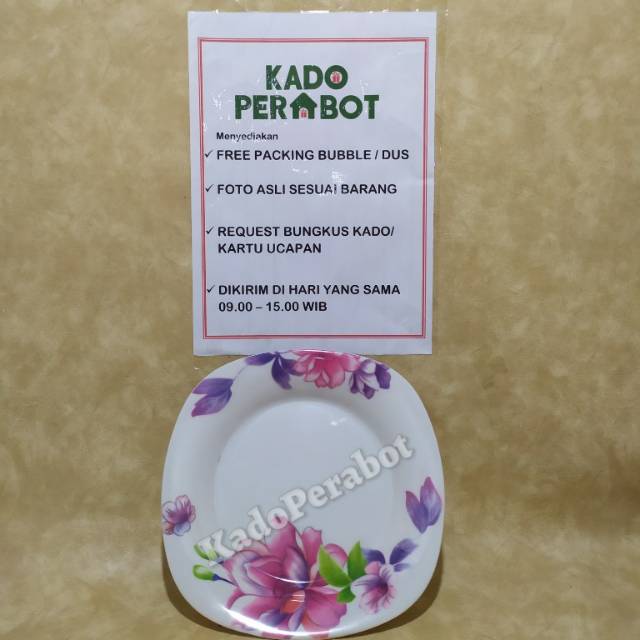 Piring lauk segi kembang - piring segi cantik - piring sayur cantik