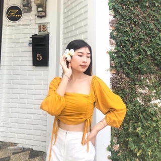 Nexy top baju wanita Sabrina Serut crop top lengang Nexy top baju wanita Sabrina Serut crop top lengang