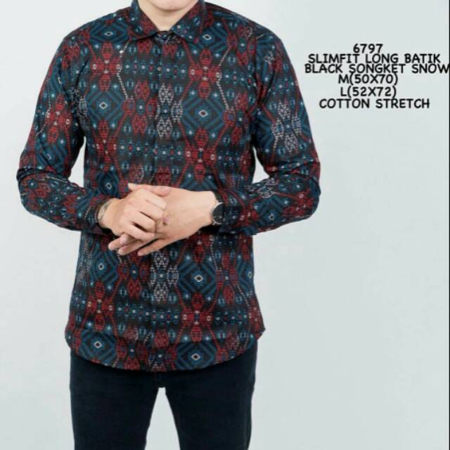 Batik Pria Medan, Black Songket Snow <6797>