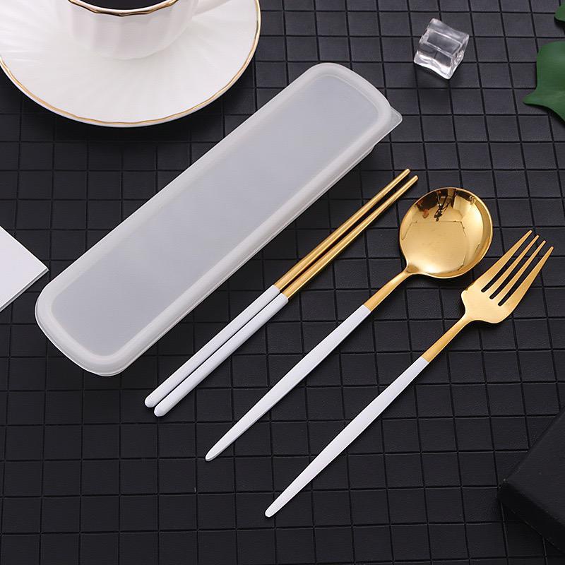 PREMIUM Alat Makan Sendok Garpu Sumpit Set Stainless Steel 304 /Sendok Set Karakter Warna Lucu/ Souvenir