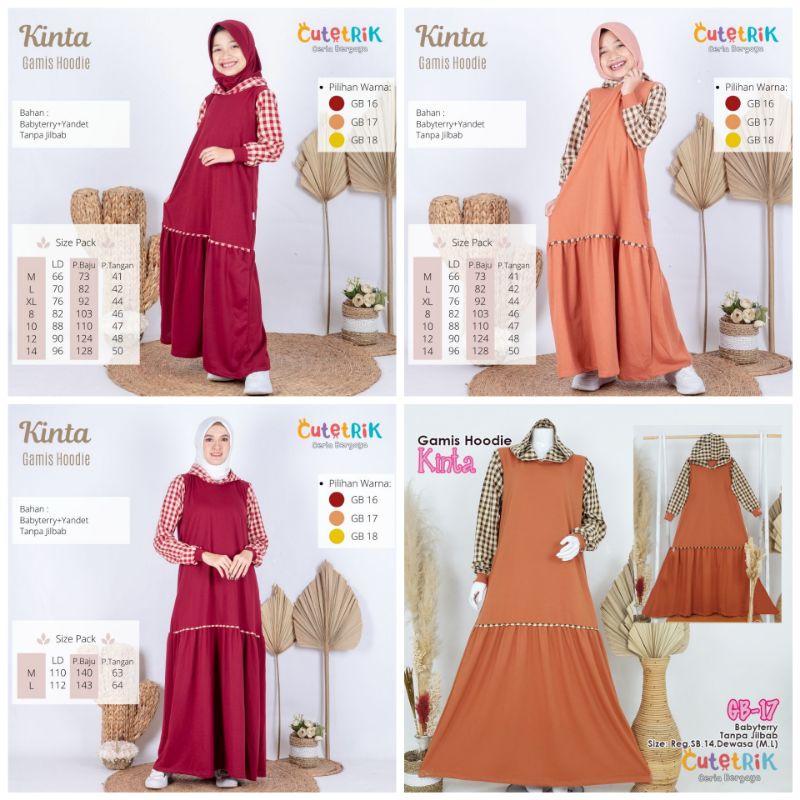 Cutetrik Gamis Sporty Ibu Dan Anak Hoodie Bisa Couple Gamis Casual Dewasa Babyterry