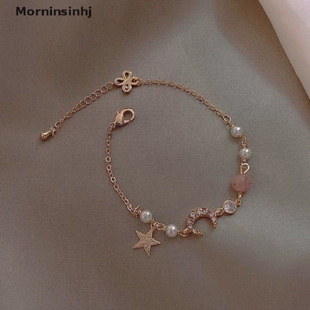 Gelang Liontin Mutiara Bulan Bintang Bahan Alloy Untuk Hadiah Anak Perempuan