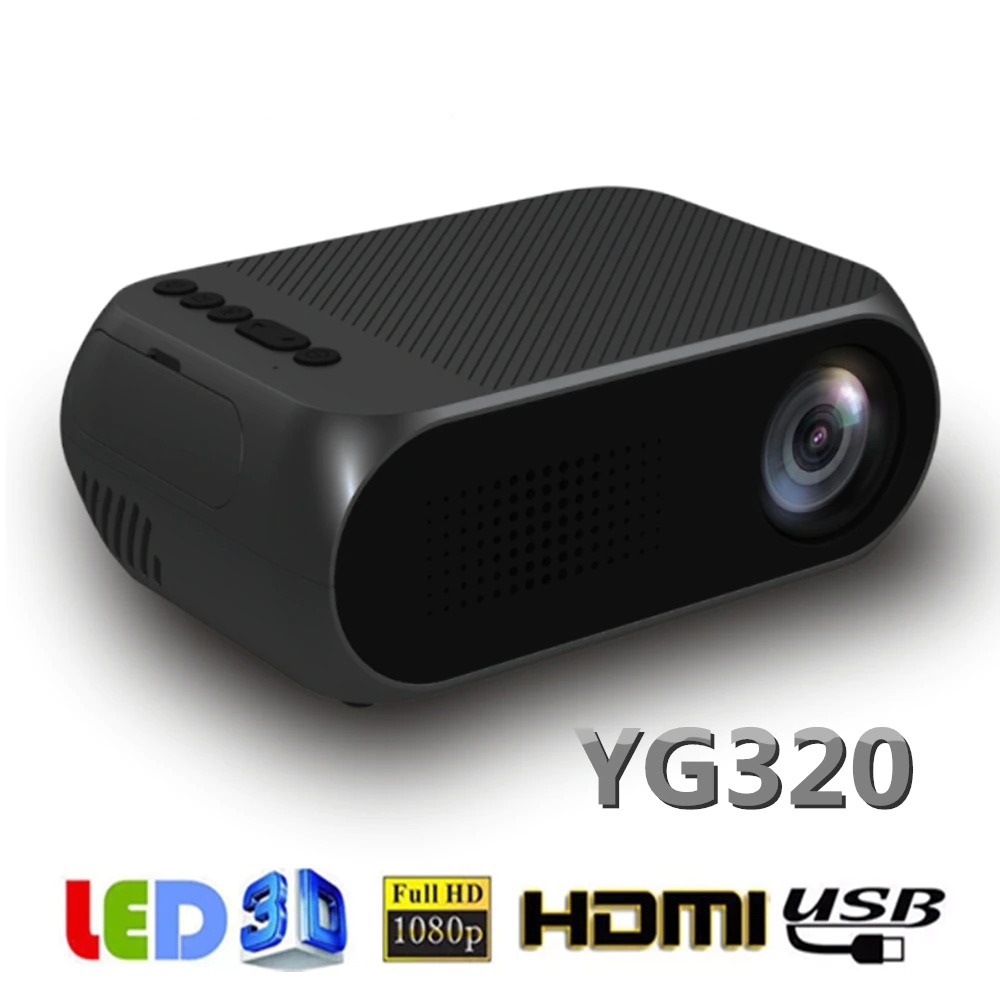 AKN88 - YG320 Mini Portable Projector 600 Lumens Support 1080P