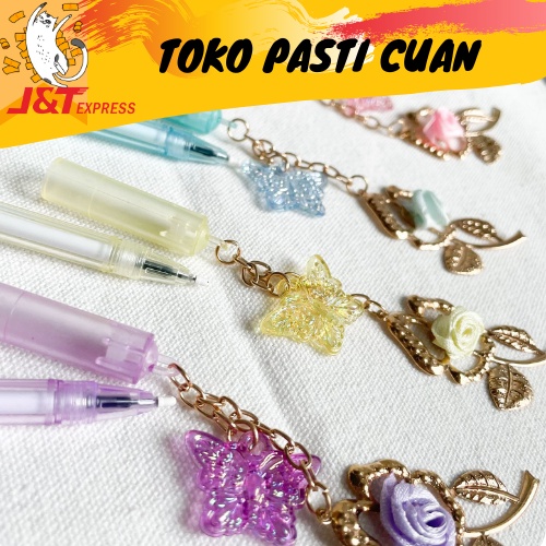 

pulpen pena gantungan bunga mawar keperluan anak sekola tinta hitam bisa cod pen lucu imut bolpen fancy unik termurah import