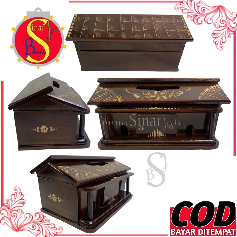 (BISA COD) Tempat Tisu - Tempat Tissu - Tempat Tissue - Tempat Tissu Kotak Tisu Dari Kayu Jati Asli 
