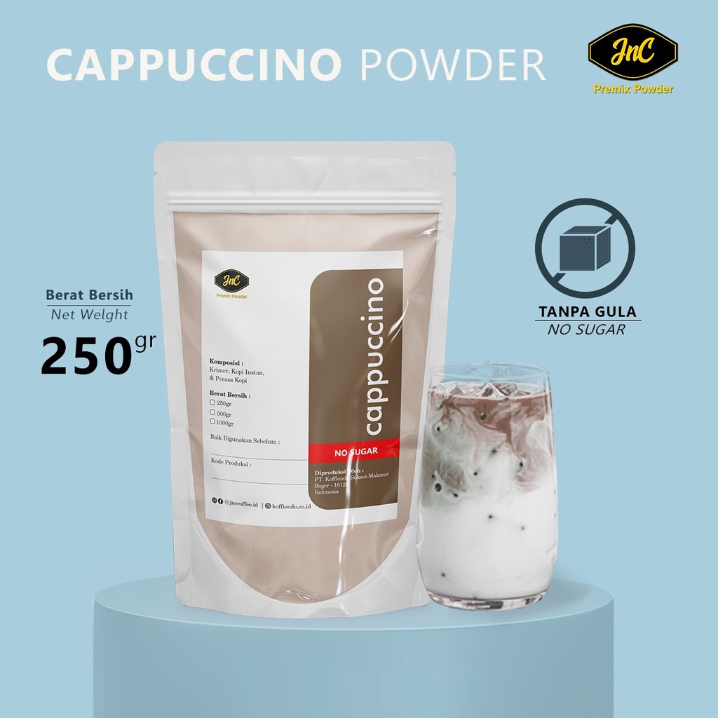 JnC Cappuccino Powder Tanpa Gula 250gr I Bubuk minuman Cappuccino