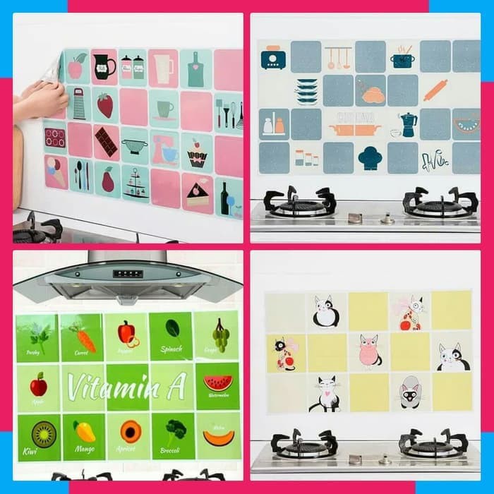 Sticker Dapur Anti Minyak Aluminium Foil Wallpaper