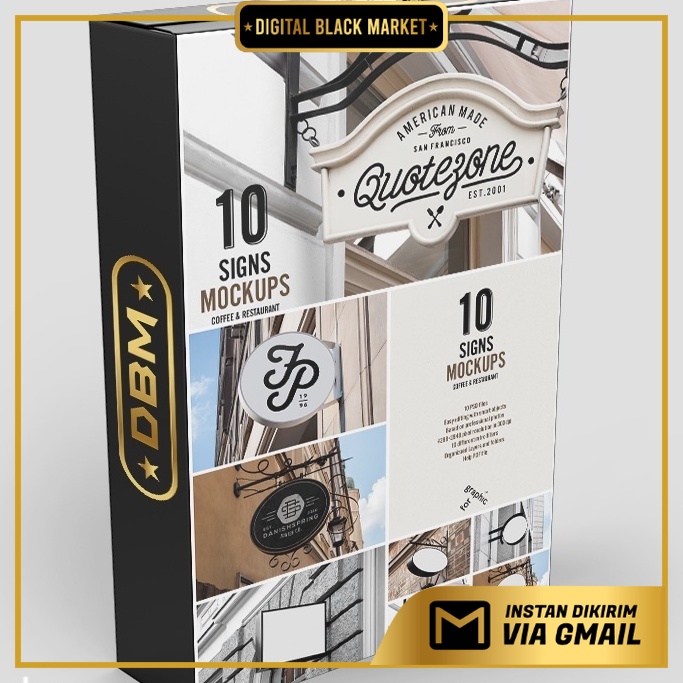 10 Signs Mockup Restaurant &amp; Coffee - Photoshop - Business Branding