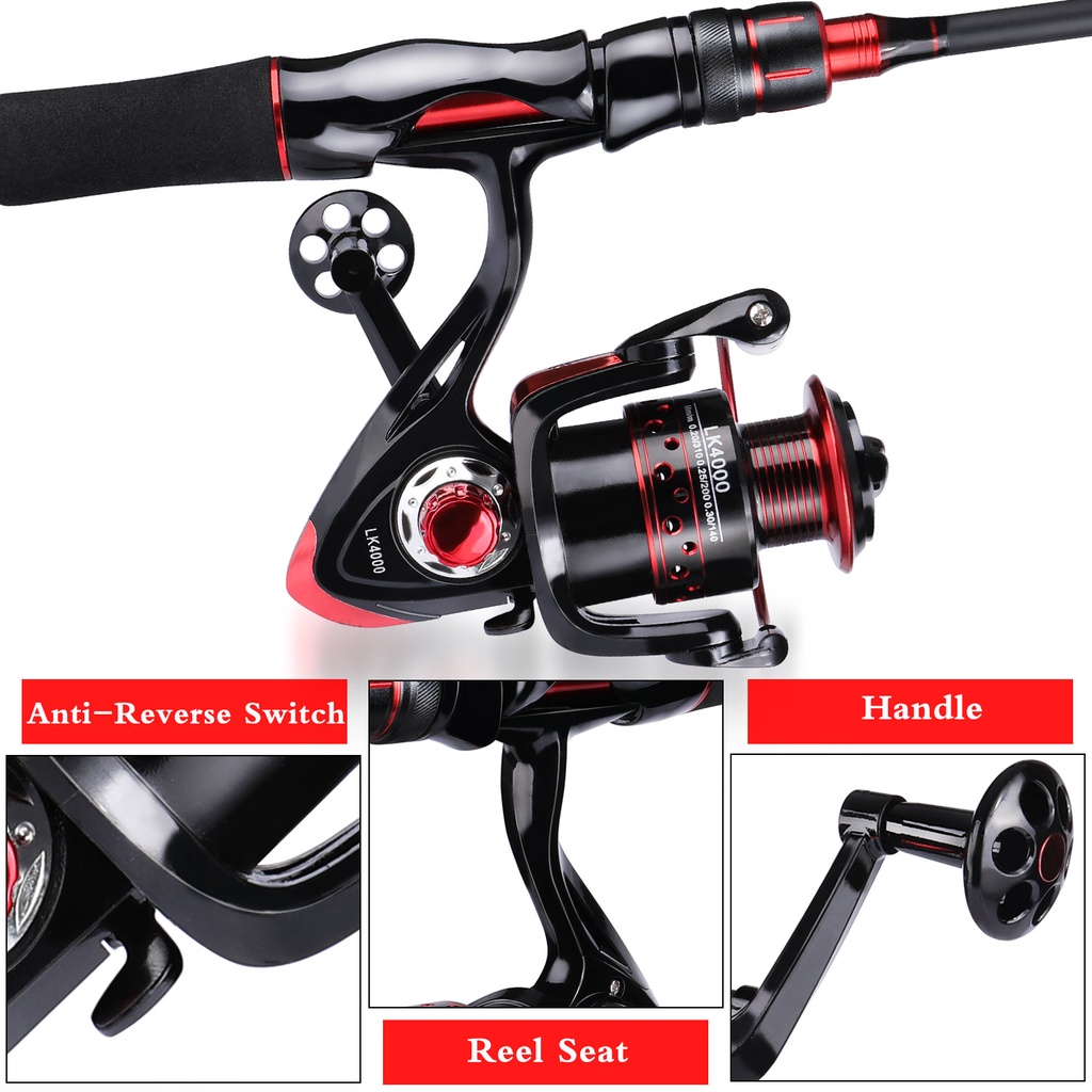 Sougayilang Joran Pancing Set Memancing Tongkat pancing Dan 5.2:1GR 13BB Gulungan Casting Memancing Kanan Kiri Inter-changeable Handle Untuk Air Tawar Memancing Set