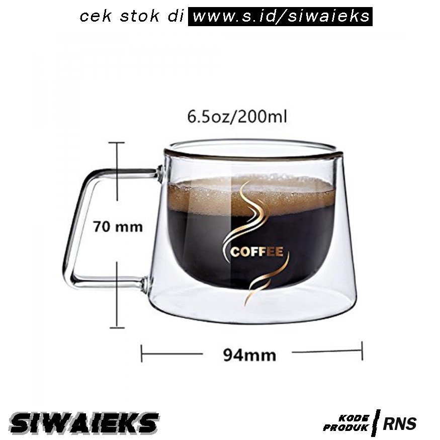 Grab Medan Cangkir Kopi Double Glass Coffee Mug 200ml RNS Doomed  CRW77382 - Transparent