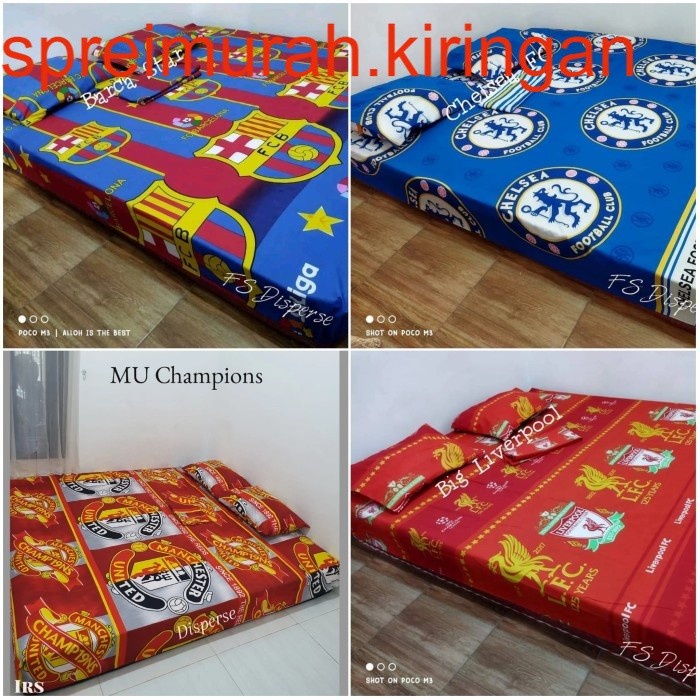 sprei homemade ukuran 180x200 - king - no 1 motif bola - barca star