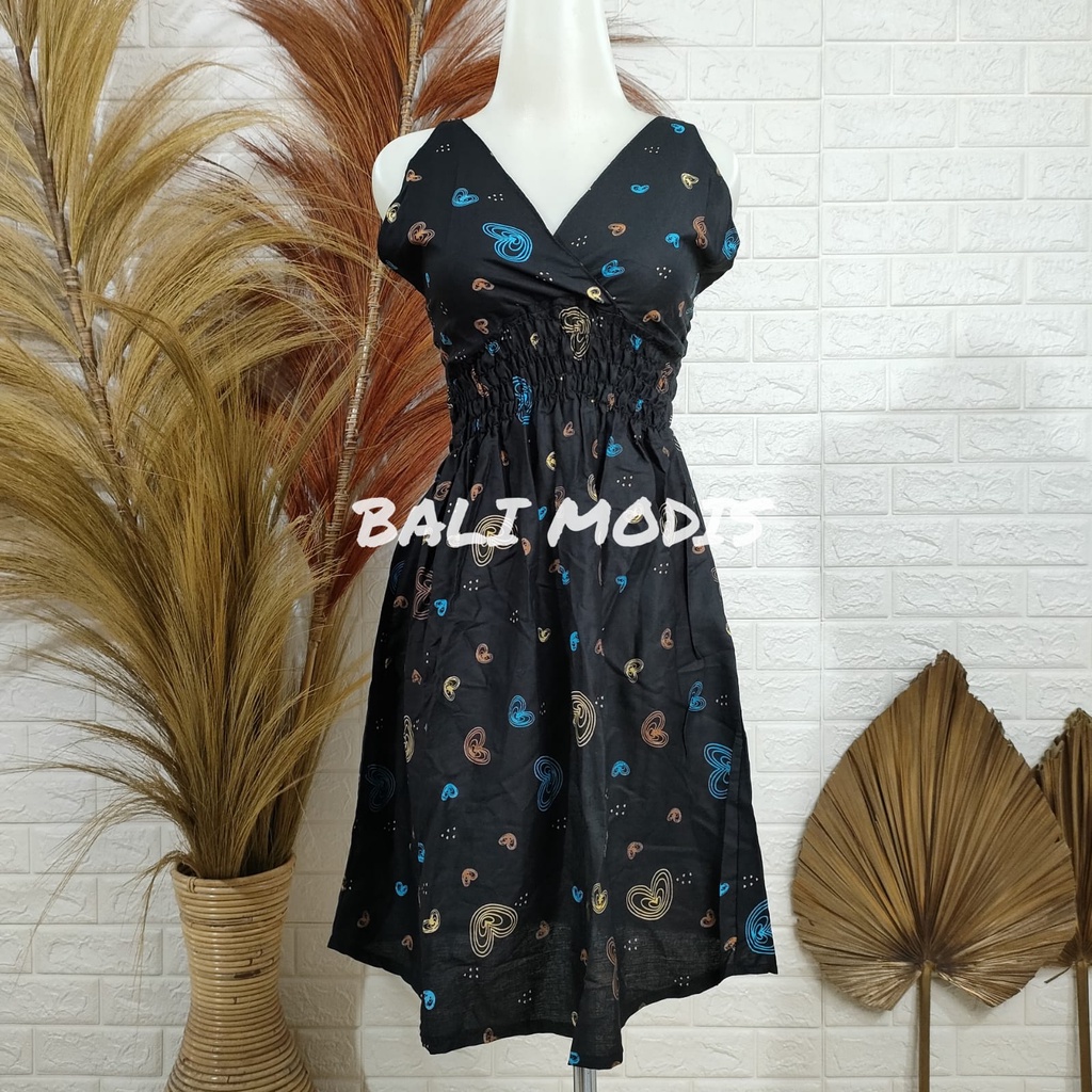DASTER DRESS MOZA TANGGUNG BALI-HITAM LOVE