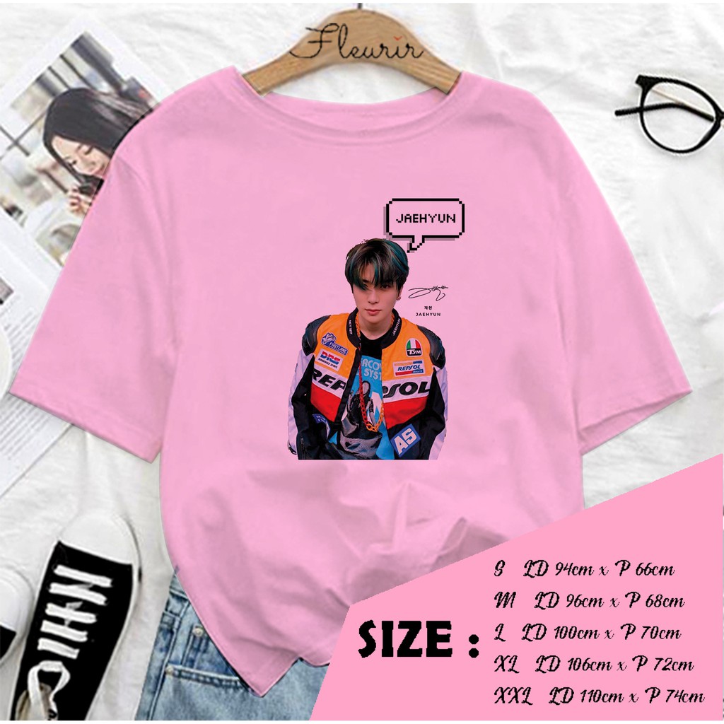 FLEURIR - KAOS NCT 127 JAEHYUN FACE KPOP WANITA DEWASA LENGAN PENDEK TEE UNISEX OVERSIZE JUMBO