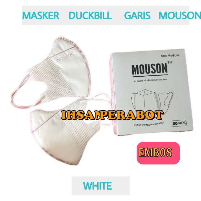 (isi 50pcs) Masker Duckbill Dewasa ALKINDO 3Ply / Duckbill Garis MOUSON Emboss 3 Ply Earloop