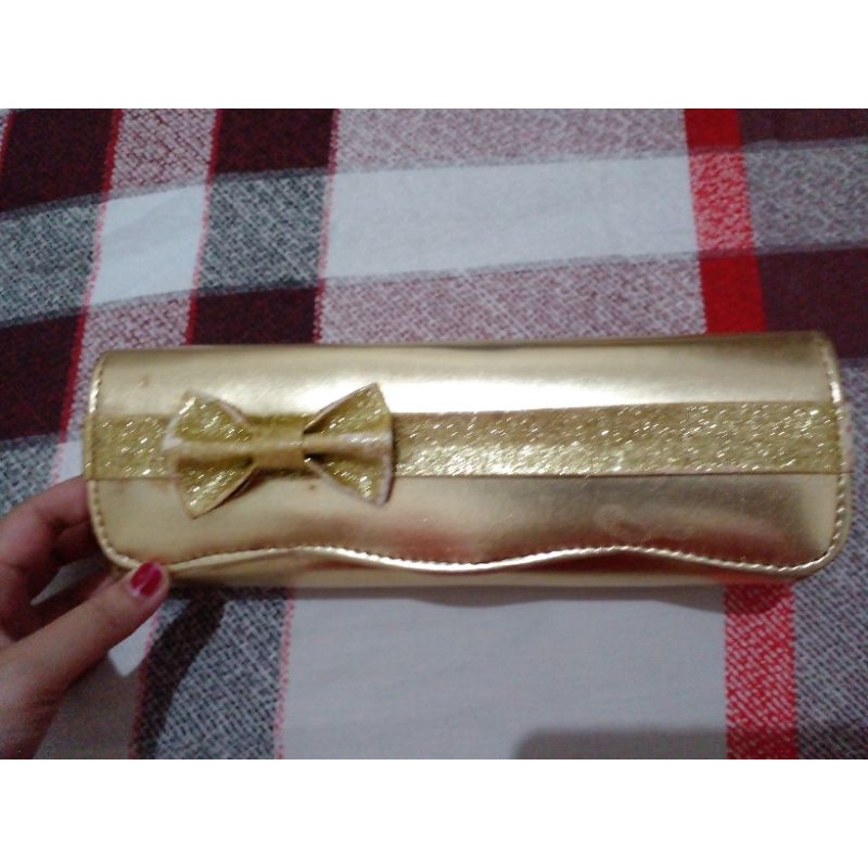 preloved tas tangan pesta gold