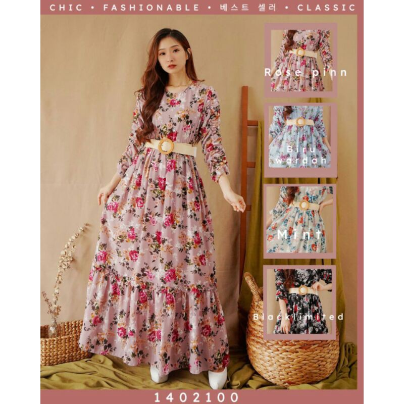Maxi Yuna Gamis Ceruty Premium korea Bkk  2100 Bunga