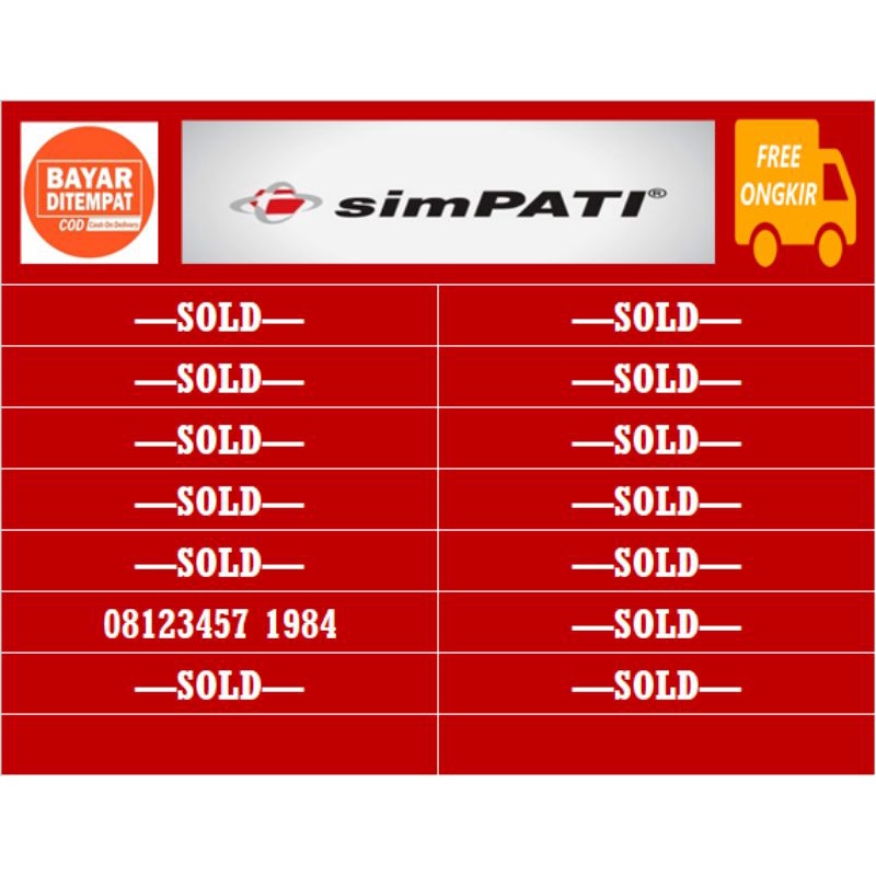 nomor, nomer, kartu, perdana cantik simpati telkomsel 4G tahun lahir 0812345 x 1984
